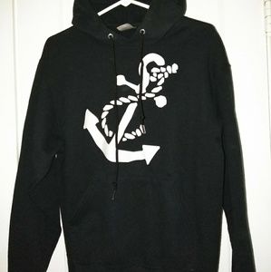 Anchor and flying birds pullover hoodie